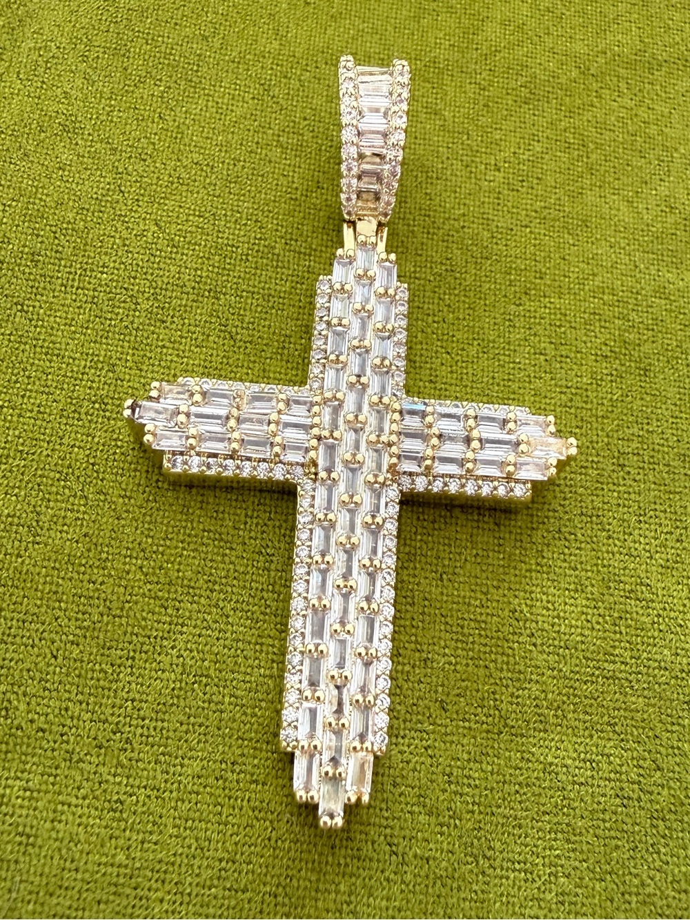 *NEW*Vault*Freida Rothman*Gold-Tone CZ Crystal Cross Pendant